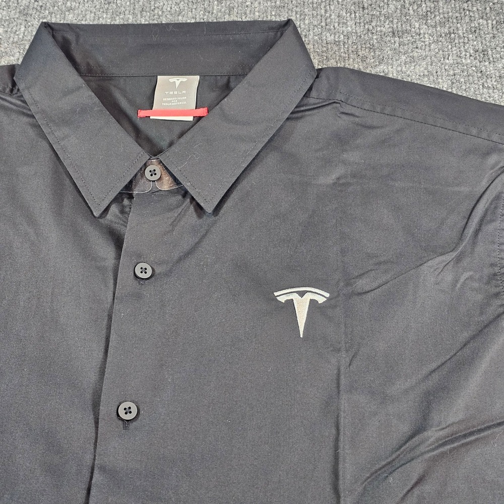 Tesla Mens 3XL Black Button Down Shirt Lot of 2 Logo Long Sleeve Office Work